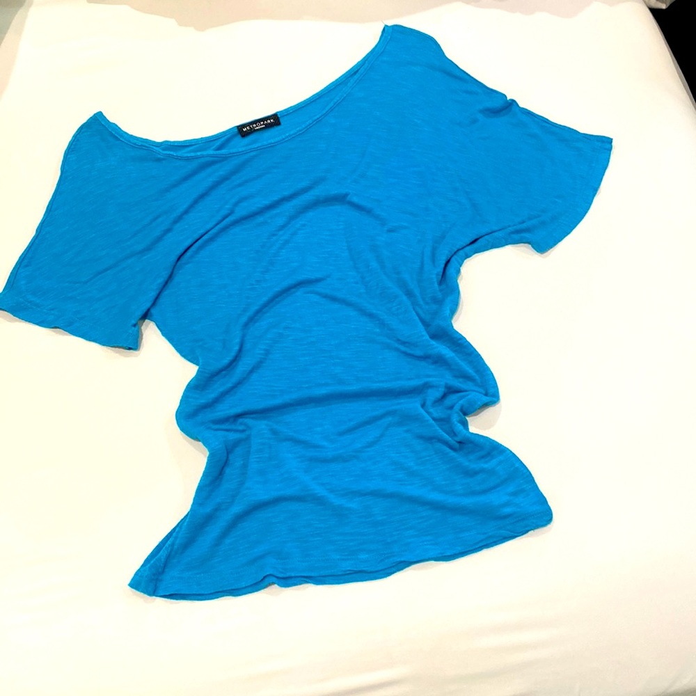 Womens Blouse, Slightly Off The Shoulder and Aqua Color